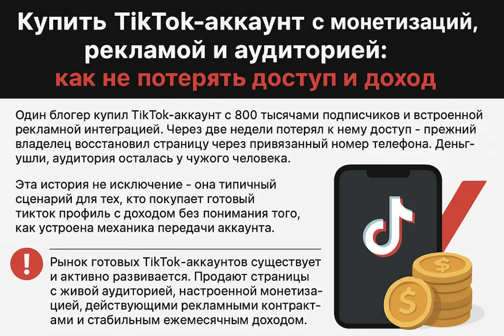Купить TikTok-аккаунт с монетизацией, рекламой и аудиторией: как не потерять доступ и доход